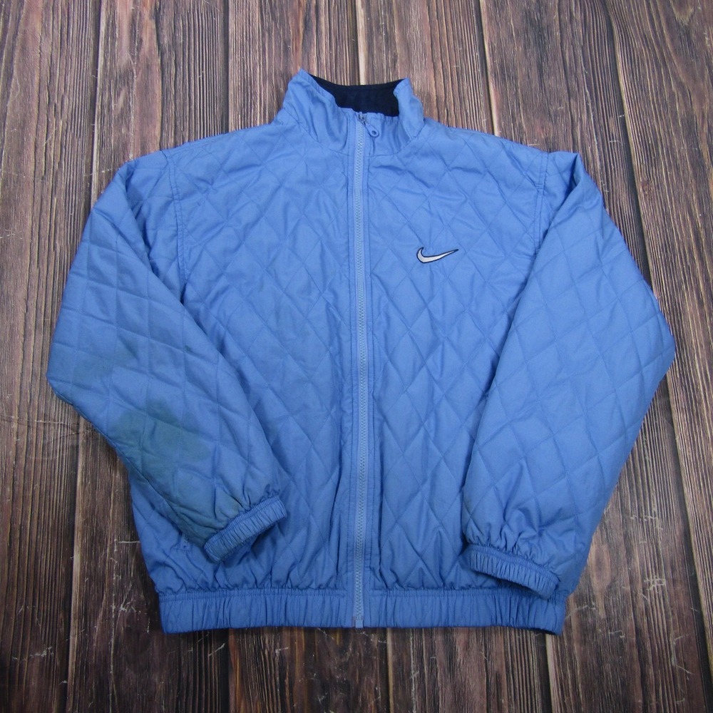 Nike‎ Jacket Womens Small 4-6 Blue Quilted Padded Full Zip Insulated